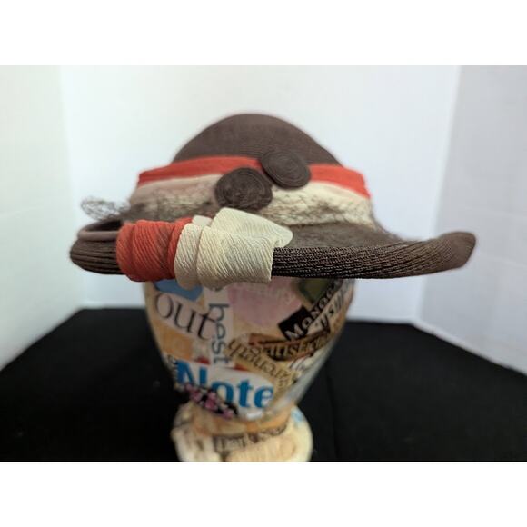 Vintage ladies HAT 40\'s 50\'s The Rhodes Hat Vintage Brown straw main image 4